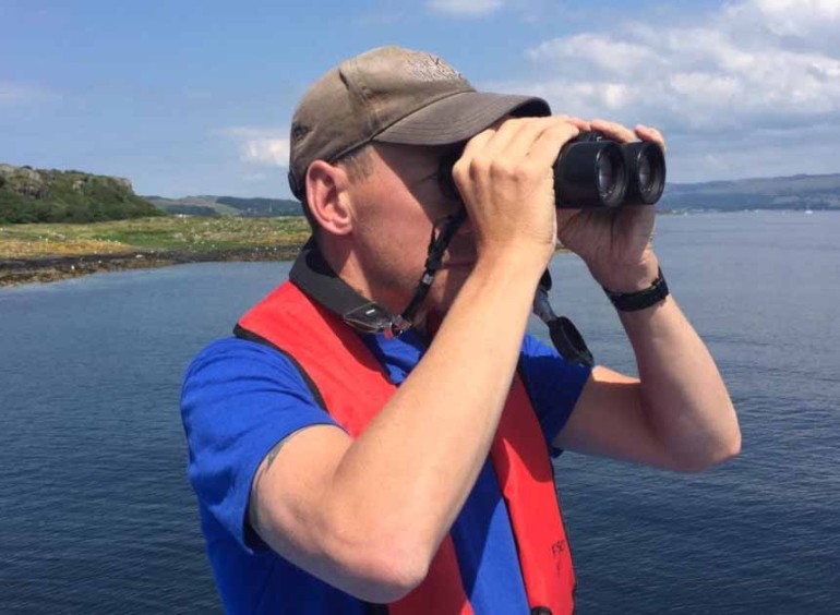 Jono conducting cetecean research in Scotland