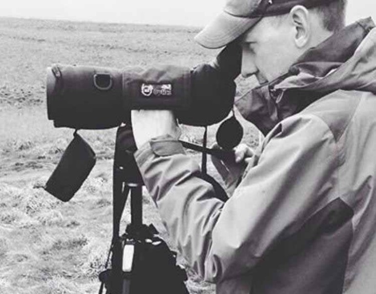 Jono seawatching at Flamborough