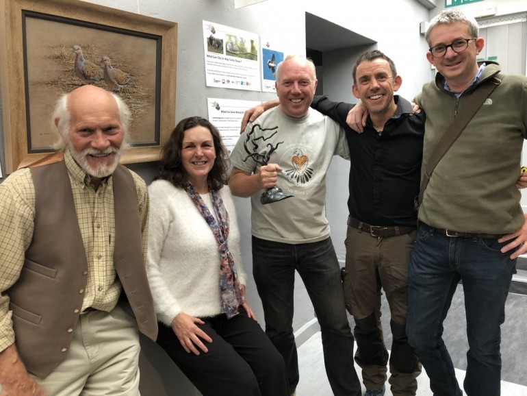 Our Turtle Dove Art event with Alan Hunt, Petra Young, me with the project trophy, Darren Woodhead and Jonathan Pomroy © Jo Ruth