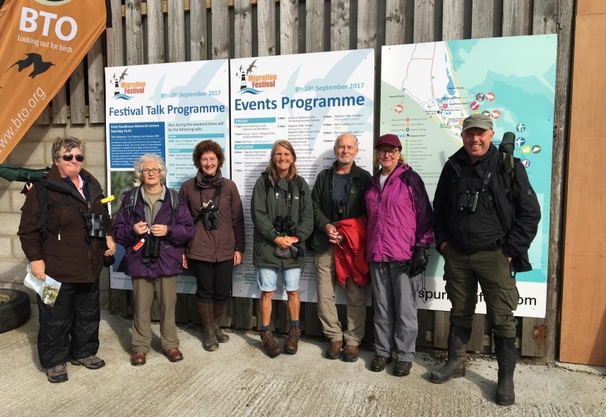 Linda Jenkinson (third from the left) and I starting our Wader ID walk at Migfest 2017